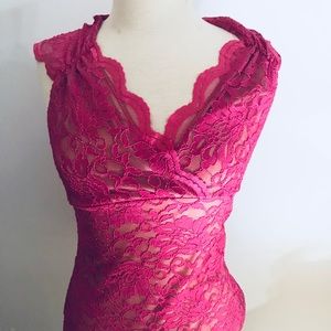 Boston proper pink lace top size medium